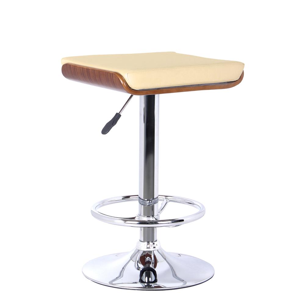 26" Cream Faux Leather Chrome Finished Bar Stool. Picture 1