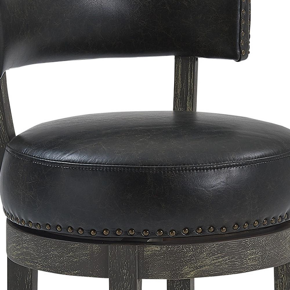 26" Brown Onyx Faux Leather Swivel Wood Counter Stool. Picture 8