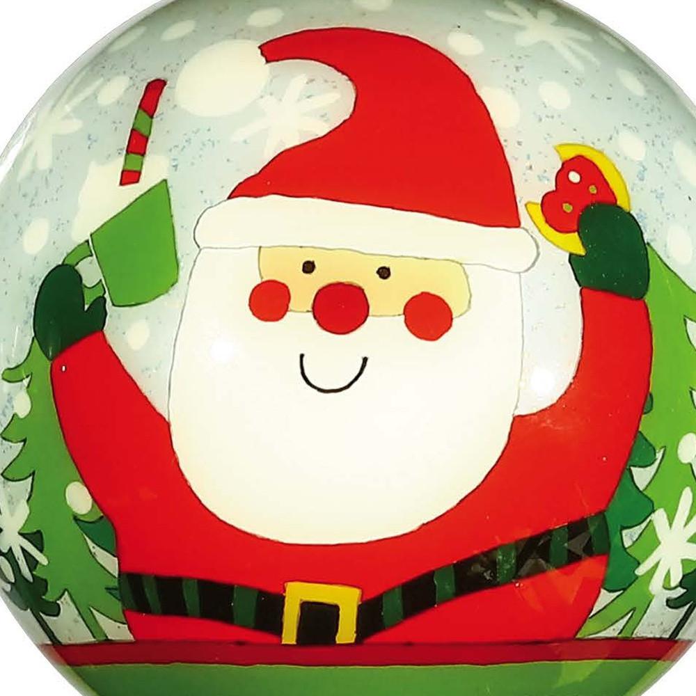 Festive Glitter Santa Hand Painted Mouth Blown Glass Ornament. Picture 3
