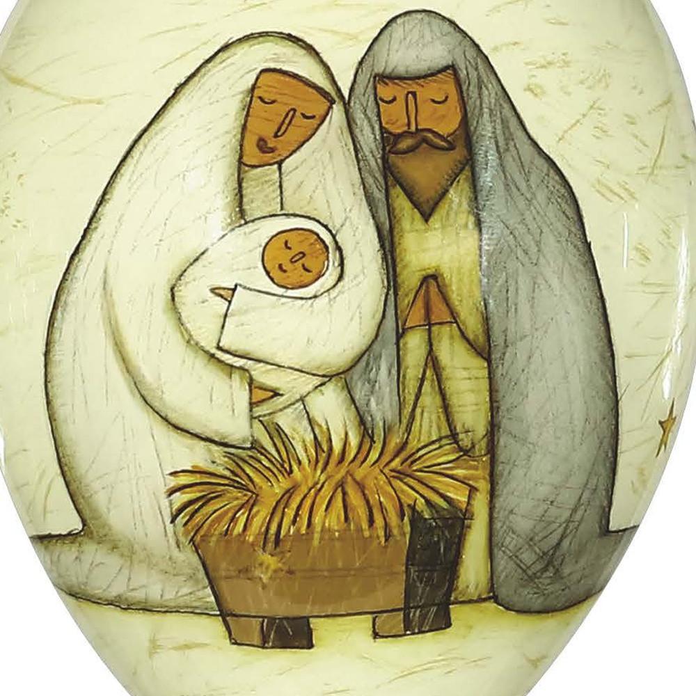 Nativity Holy Family Hand Painted Mouth Blown Glass Ornament. Picture 3