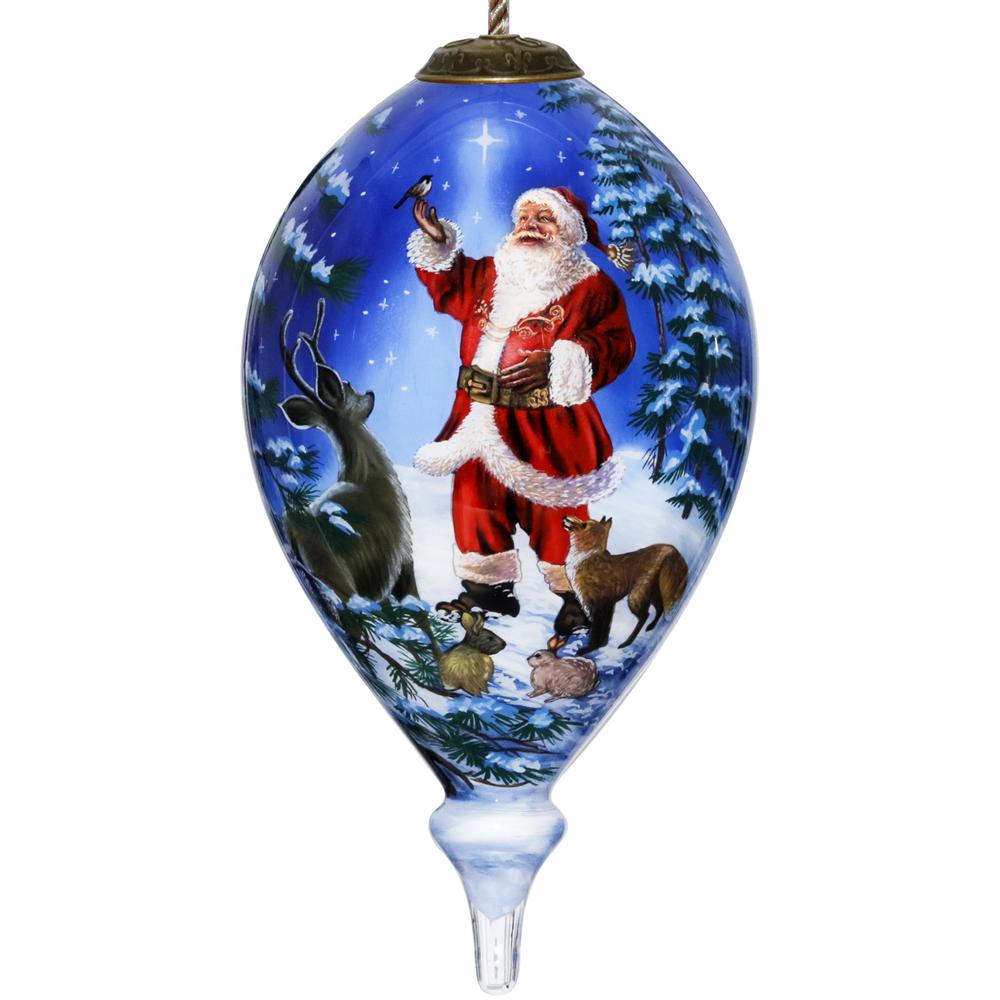 Starry Heaven and Santa Hand Painted Mouth Blown Glass Ornament. Picture 1