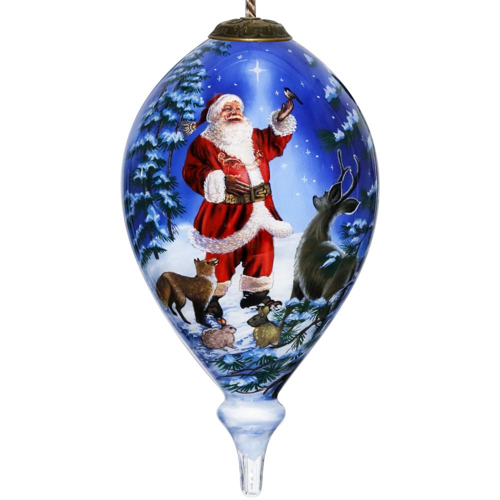 Starry Heaven and Santa Hand Painted Mouth Blown Glass Ornament. Picture 2
