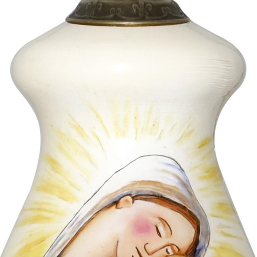 Mother Mary with Baby Hand Painted Mouth Blown Glass Ornament. Picture 4