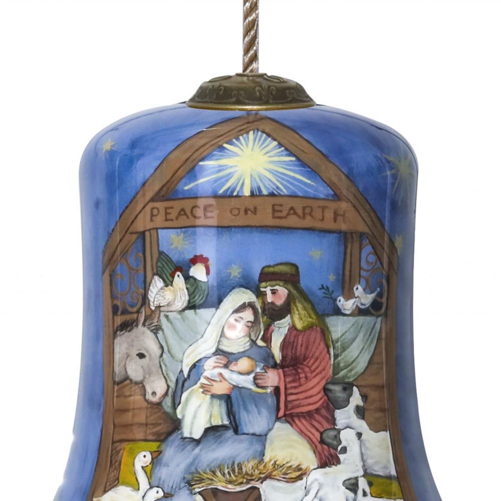 Holy Family Bethlehem Hand Painted Mouth Blown Glass Ornament. Picture 3