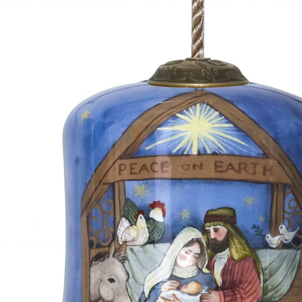 Holy Family Bethlehem Hand Painted Mouth Blown Glass Ornament. Picture 4