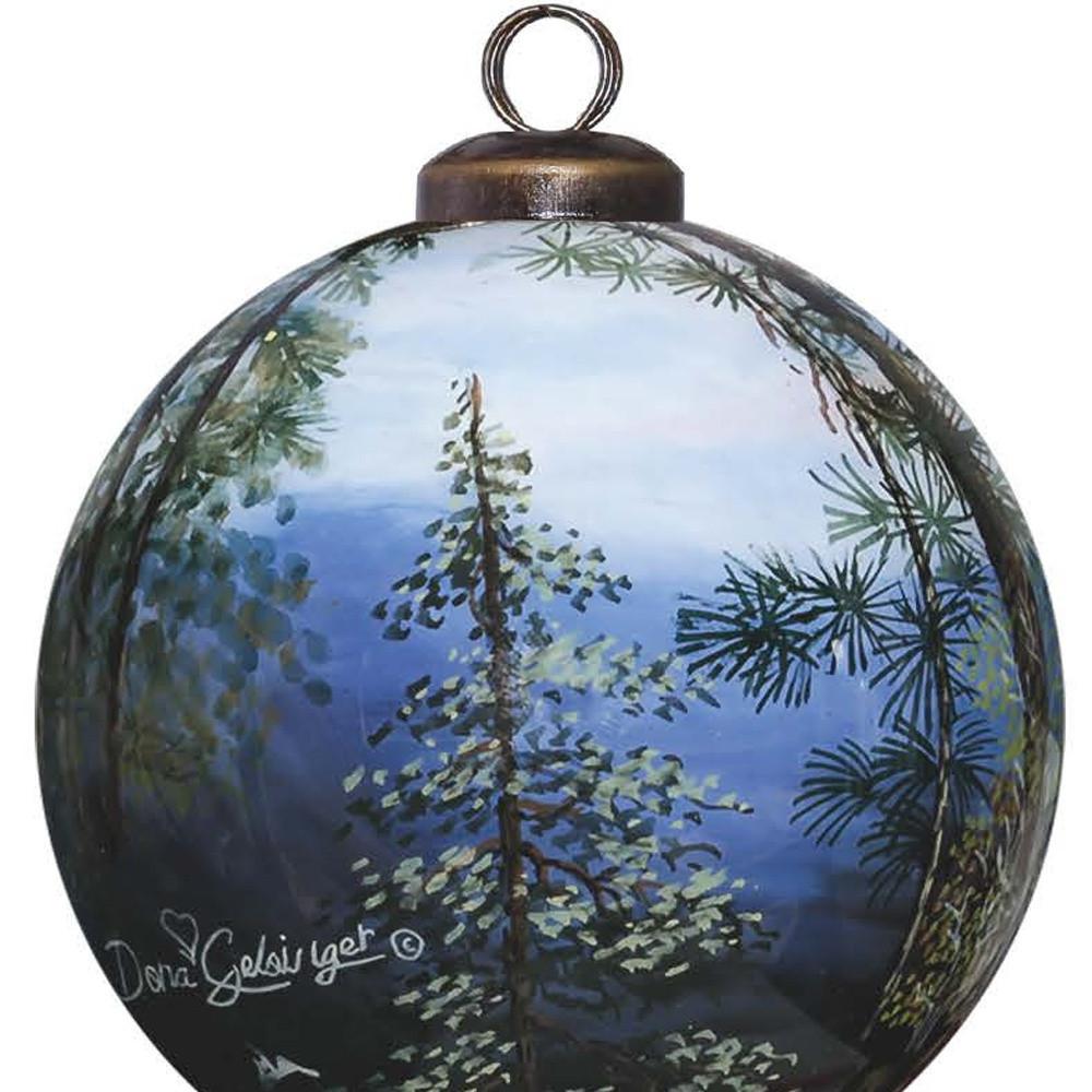 Scenic Life is Better in the Mountains Hand Painted Mouth Blown Glass Ornament. Picture 3