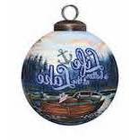 Scenic Life is Better at the Lake Hand Painted Mouth Blown Glass Ornament. Picture 2