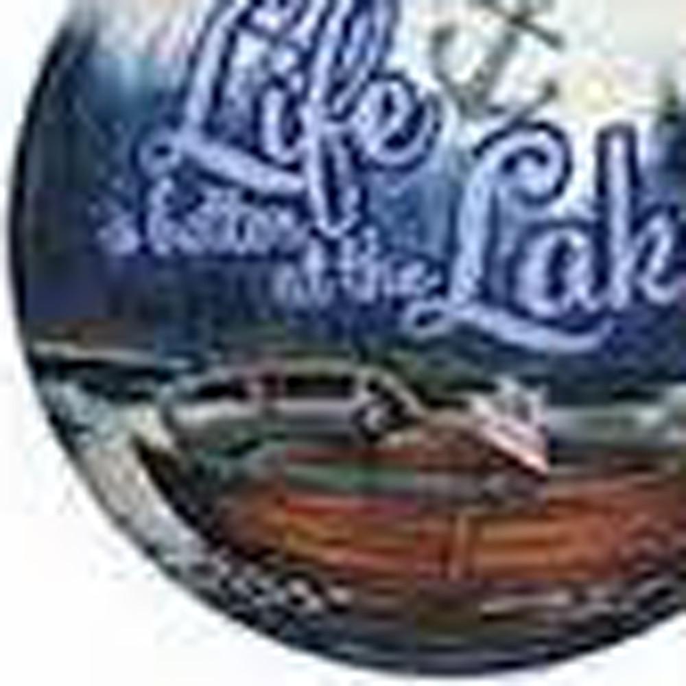 Scenic Life is Better at the Lake Hand Painted Mouth Blown Glass Ornament. Picture 4