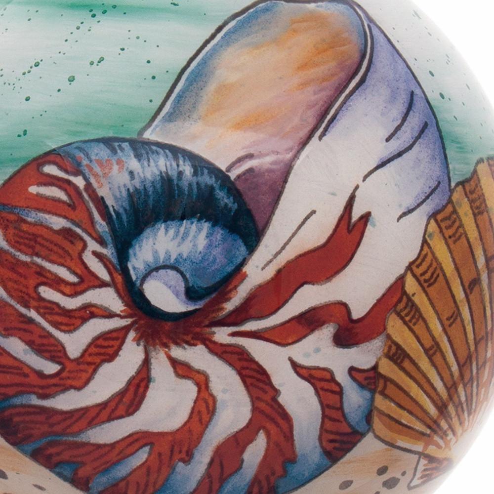 Sea Shell Hand Painted Mouth Blown Glass Ornament. Picture 3