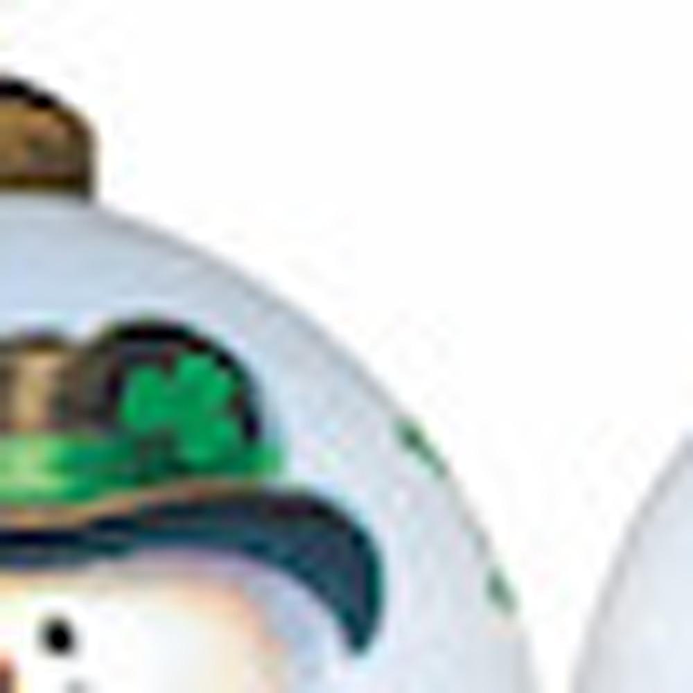 Green Irish Snowman Hand Painted Mouth Blown Glass Ornament. Picture 3