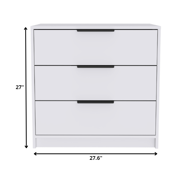 28" White Manufactured Wood Three Drawer Dresser. Picture 5