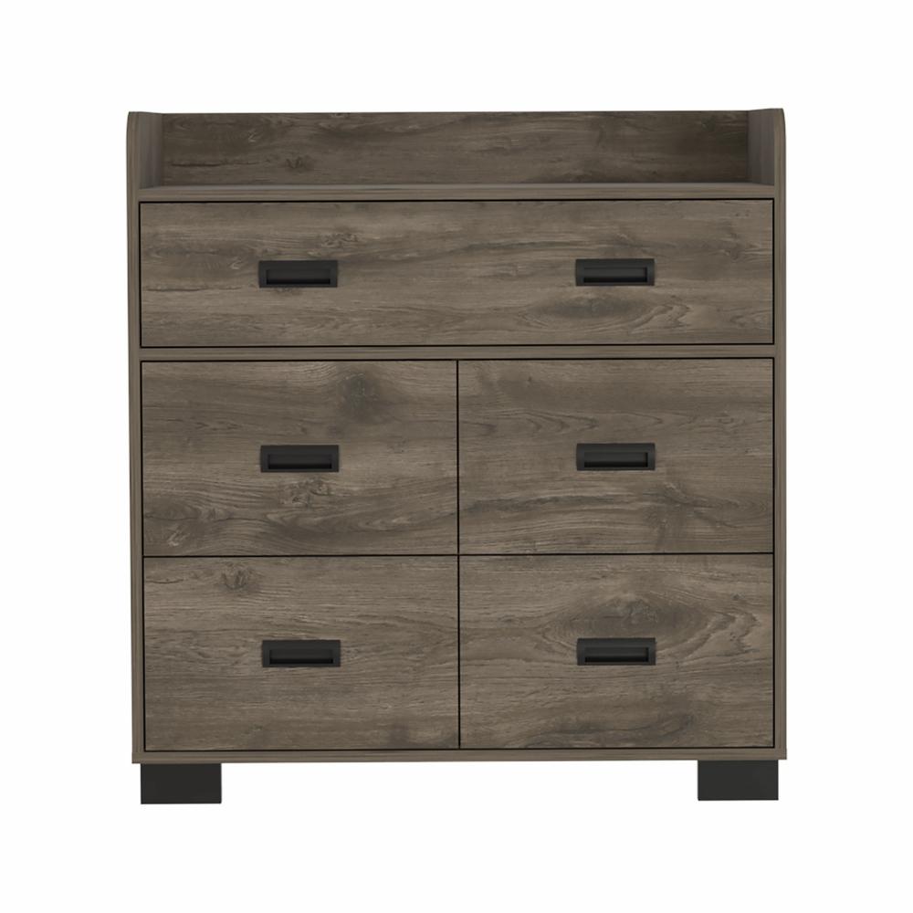 33" Dark Brown Manufactured Wood Five Drawer Dresser. Picture 1