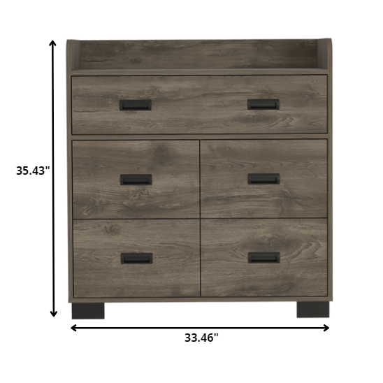 33" Dark Brown Manufactured Wood Five Drawer Dresser. Picture 4