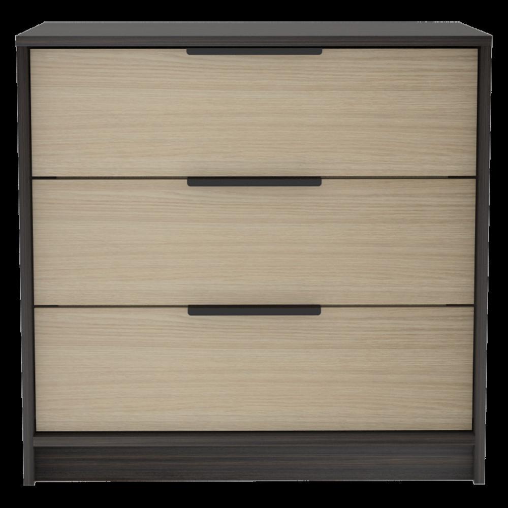 28" Black And Light Oak Manufactured Wood Three Drawer Dresser. Picture 1