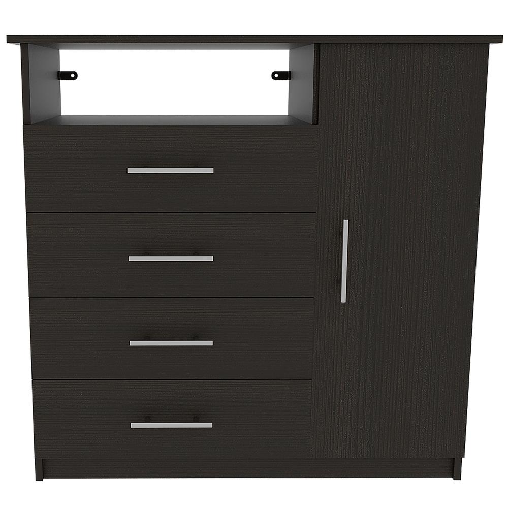36" Black Manufactured Wood Four Drawer Combo Dresser. Picture 1