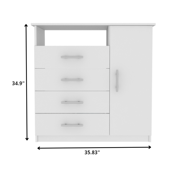 36" White Manufactured Wood Four Drawer Combo Dresser. Picture 5