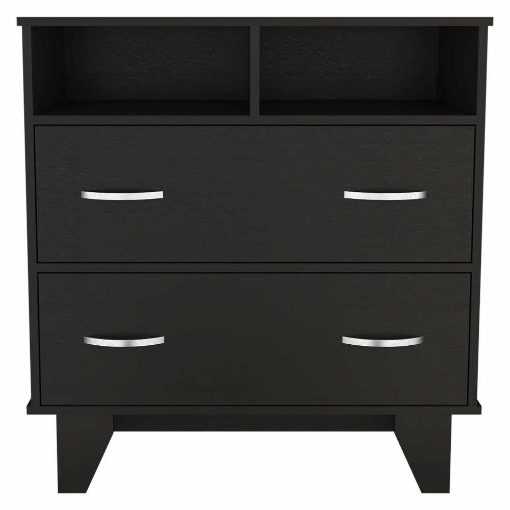 32" Black Manufactured Wood Two Drawer Dresser. Picture 1