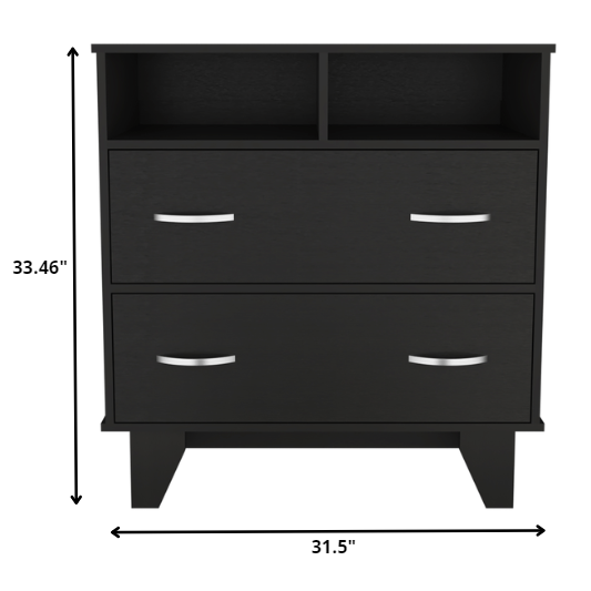 32" Black Manufactured Wood Two Drawer Dresser. Picture 5