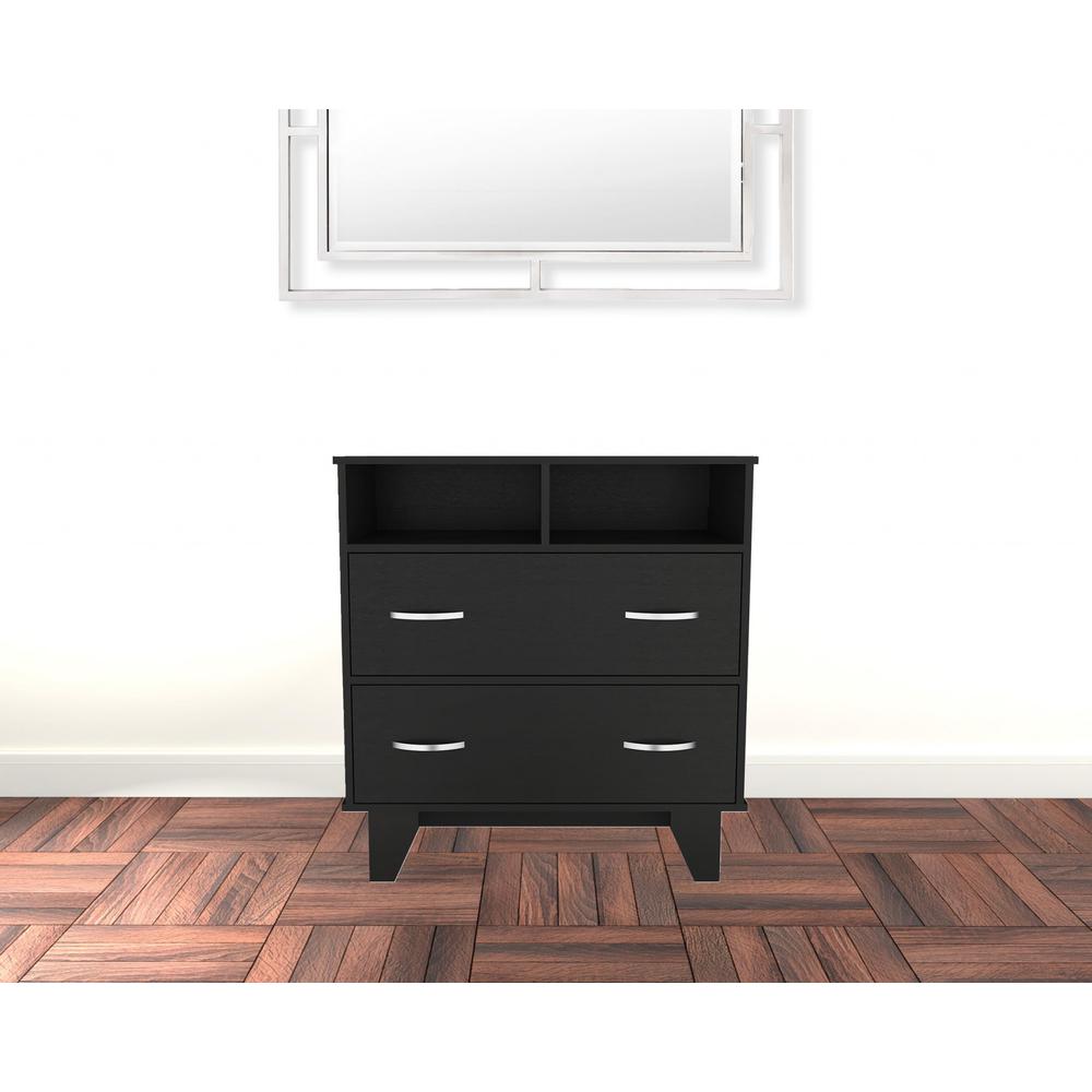 32" Black Manufactured Wood Two Drawer Dresser. Picture 2