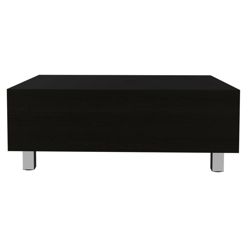 32" Black Manufactured Wood Rectangular Lift Top Coffee Table With Drawer And Shelf. Picture 2