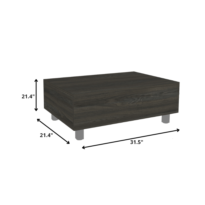 32" Carbon Espresso Manufactured Wood Rectangular Lift Top Coffee Table With Drawer And Shelf. Picture 4