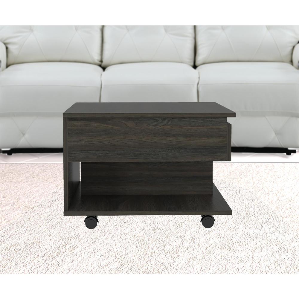 22" Carbon Espresso Manufactured Wood Rectangular Coffee Table With Drawer. Picture 5