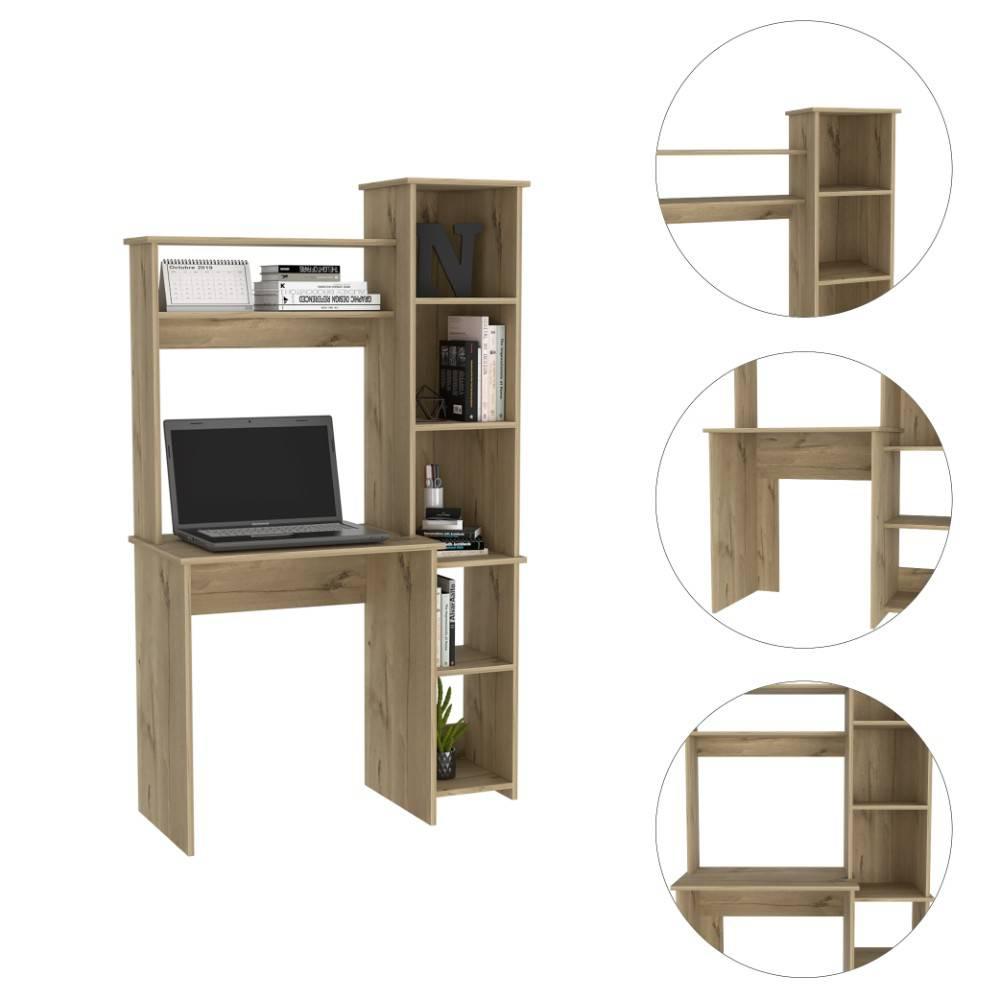 Modern Light Oak  Office Desk with Storage Cabinet. Picture 2
