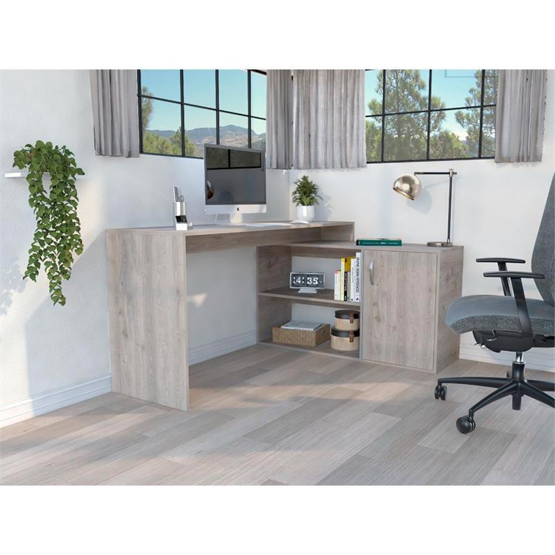 Contemporary and Professional Light Grey Home Office Desk. Picture 5
