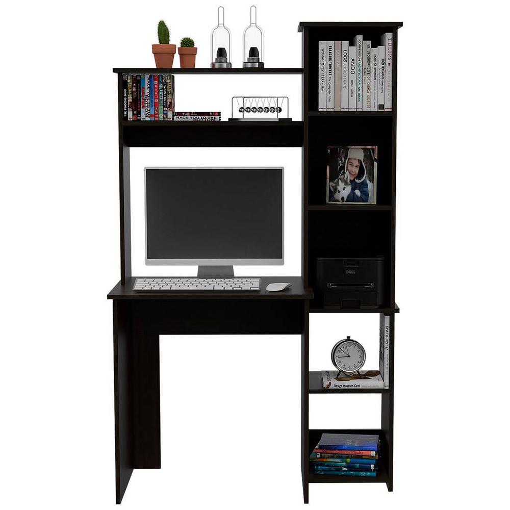 Modern Black  Office Desk with Storage Cabinet. Picture 2
