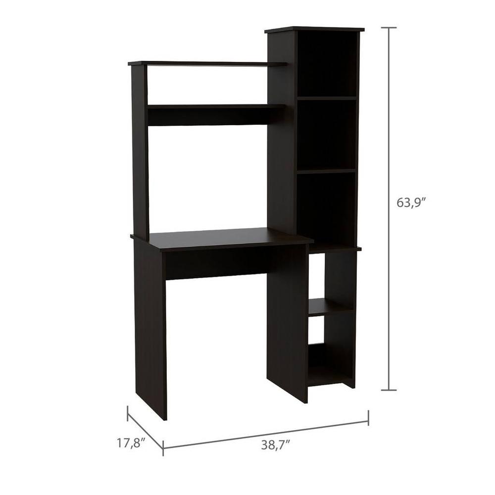 Modern Black  Office Desk with Storage Cabinet. Picture 3