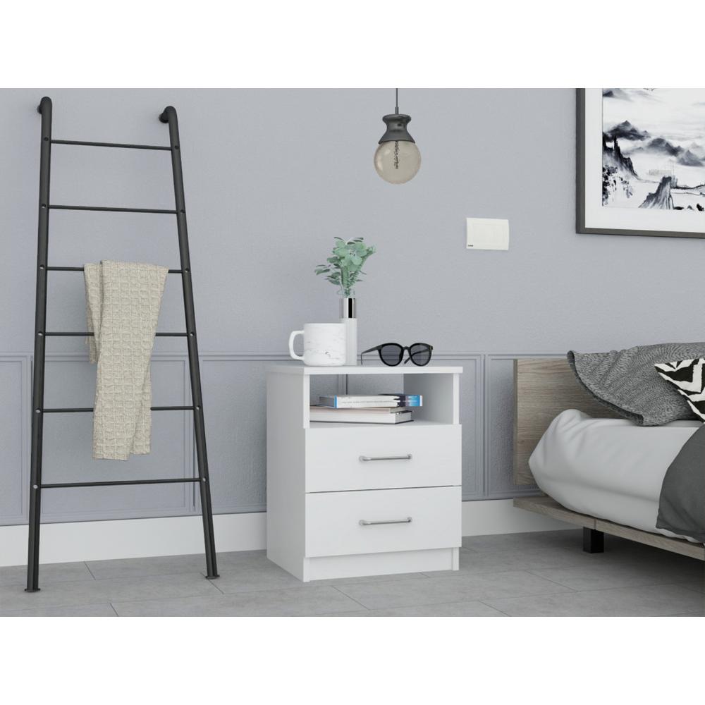 Modern and Stylish White Particle Bedroom Nightstand. Picture 3