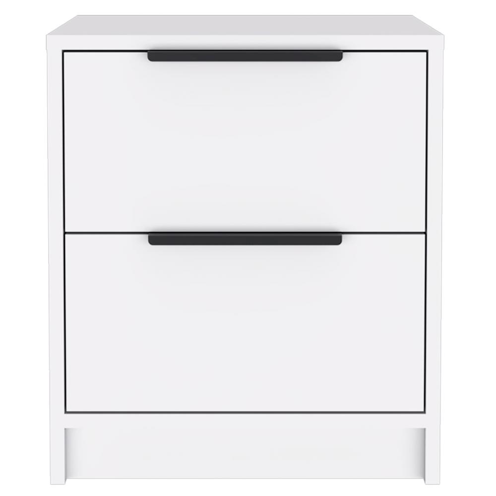 Stylish White Two Drawer Nightstand. Picture 1