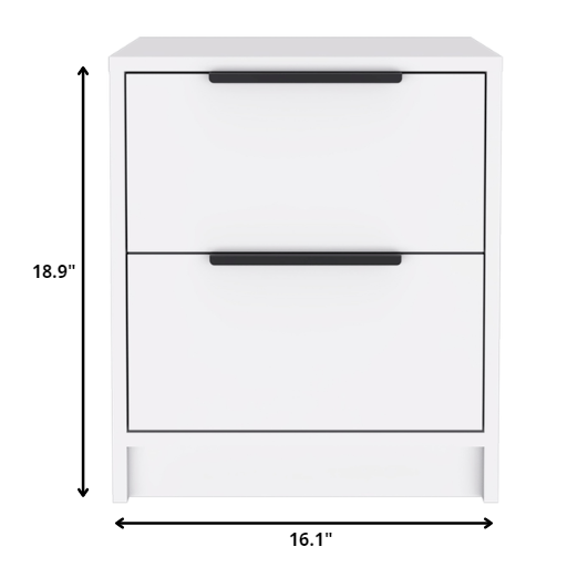 Stylish White Two Drawer Nightstand. Picture 4