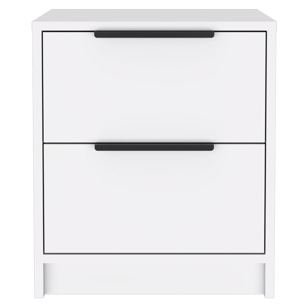 Stylish White Two Drawer Nightstand. Picture 2
