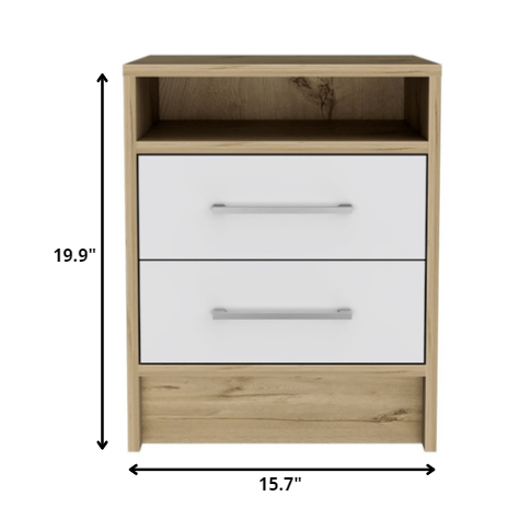 Sophisticated and Stylish White and Light Oak Nightstand. Picture 4