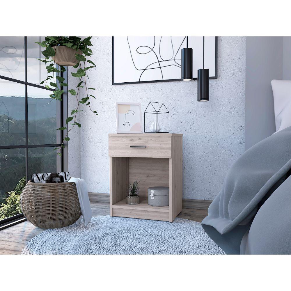 Sophisticated and Stylish Light Grey Eco Nightstand. Picture 3