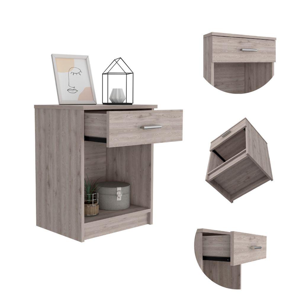Sophisticated and Stylish Light Grey Eco Nightstand. Picture 2