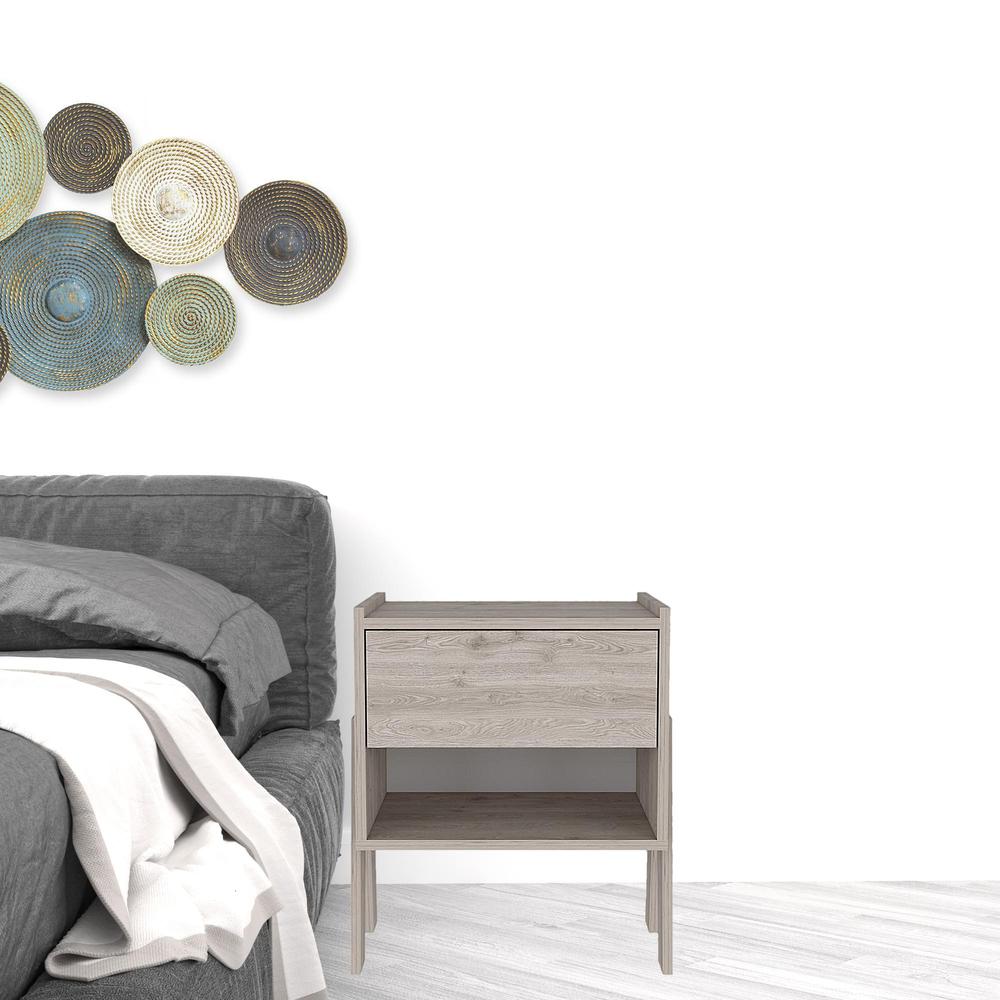 Sleek and Trendy Light Grey Bedroom Nightstand. Picture 3
