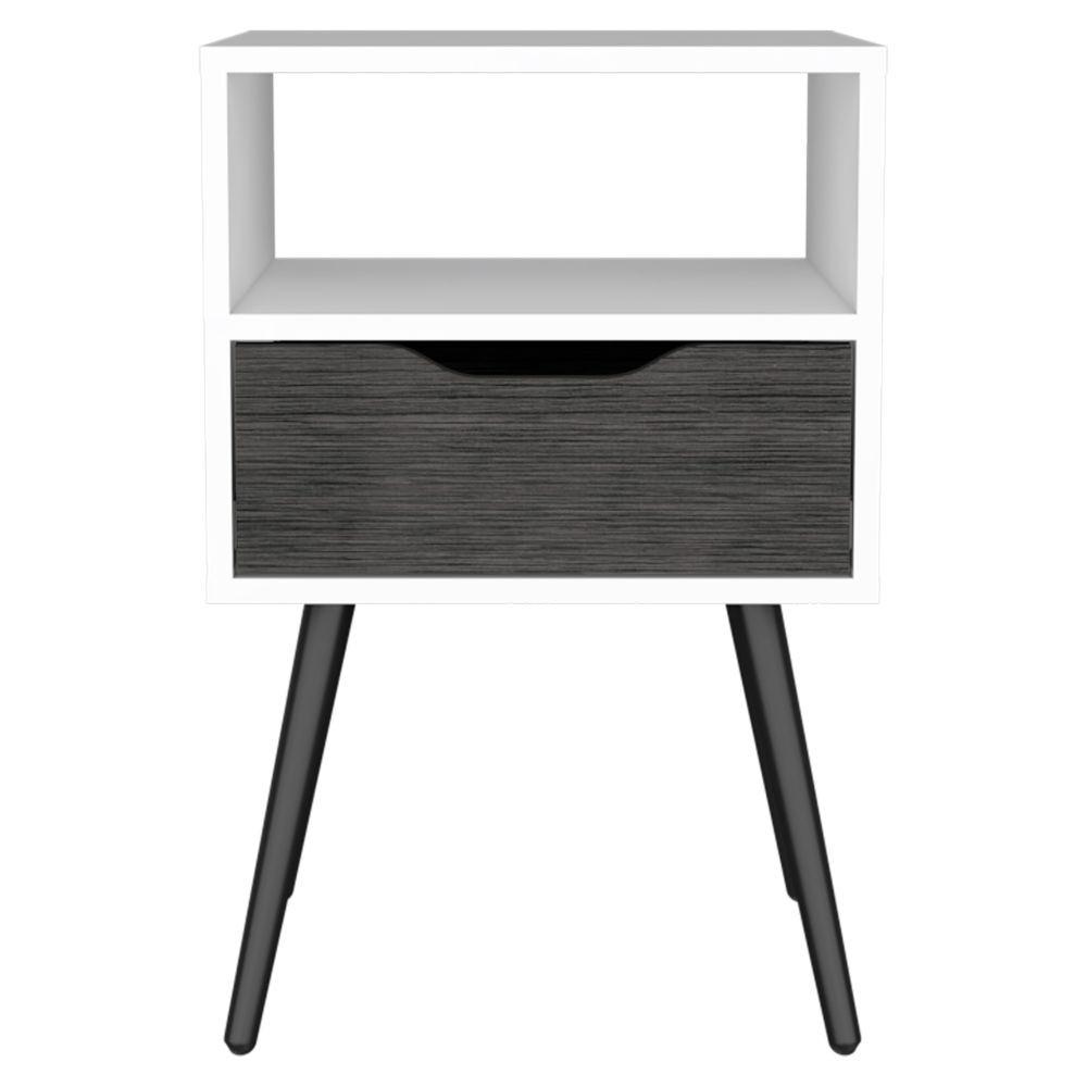 Modern Smokey Oak and White Bedroom Nightstand. Picture 1