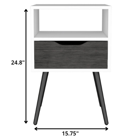 Modern Smokey Oak and White Bedroom Nightstand. Picture 4