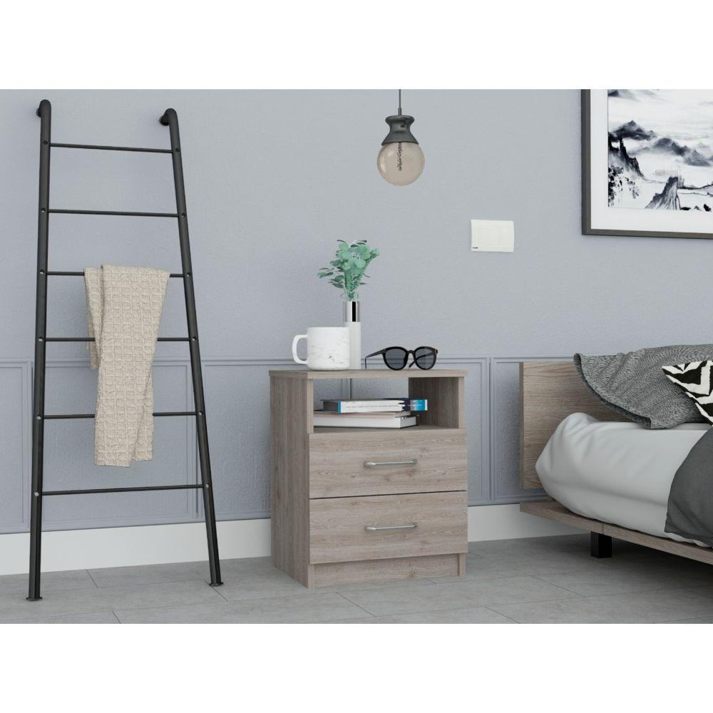 Modern and Stylish Light Grey Particle Bedroom Nightstand. Picture 5