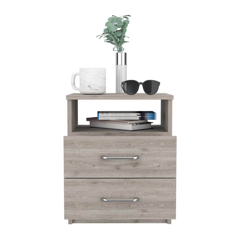 Modern and Stylish Light Grey Particle Bedroom Nightstand. Picture 2