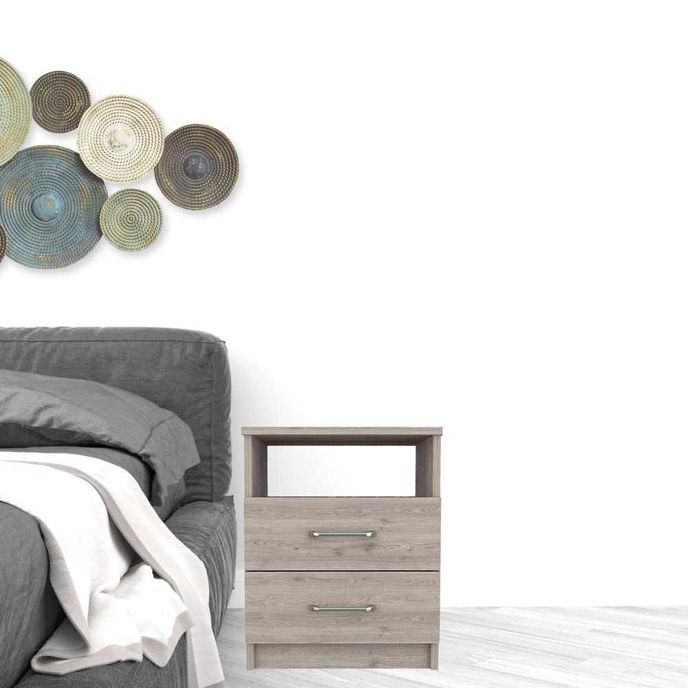 Modern and Stylish Light Grey Particle Bedroom Nightstand. Picture 3