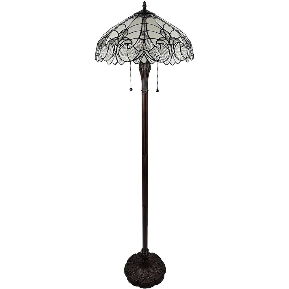 62" Brown Two Light Torchiere Floor Lamp. Picture 1
