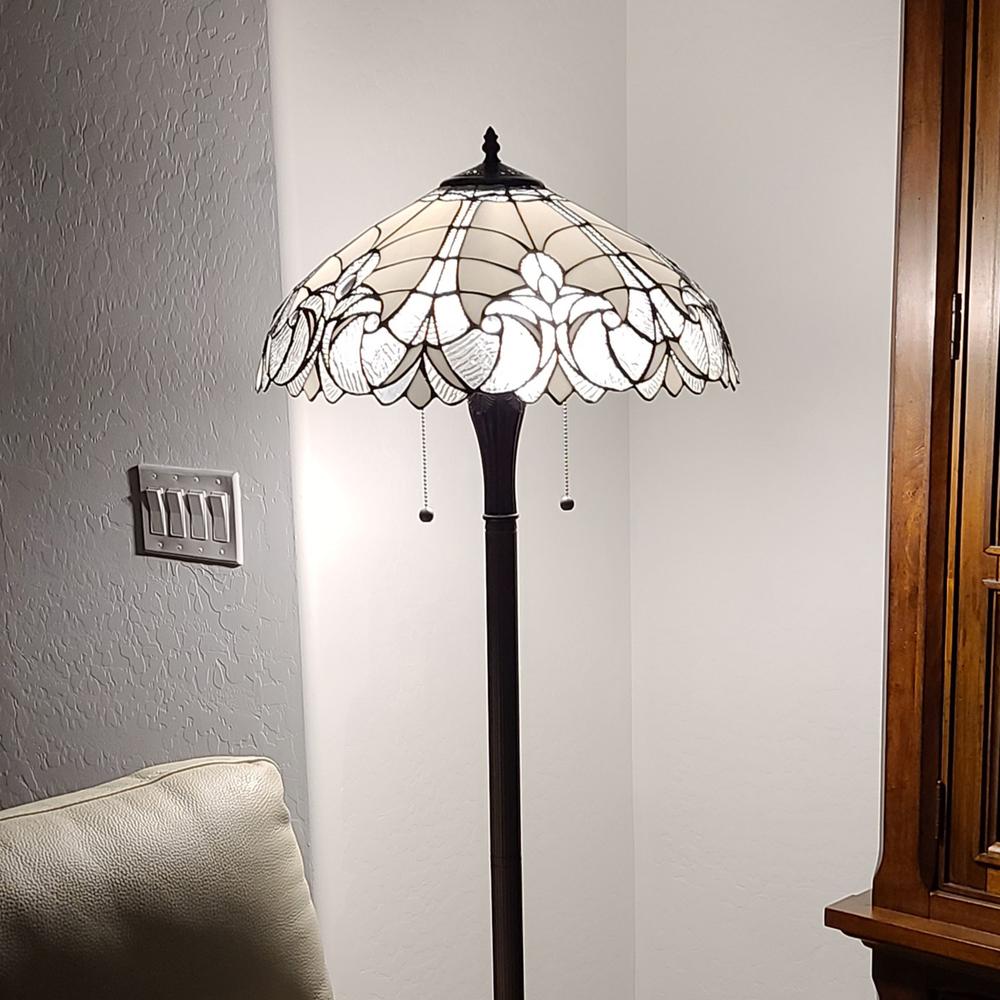 62" Brown Two Light Torchiere Floor Lamp. Picture 8