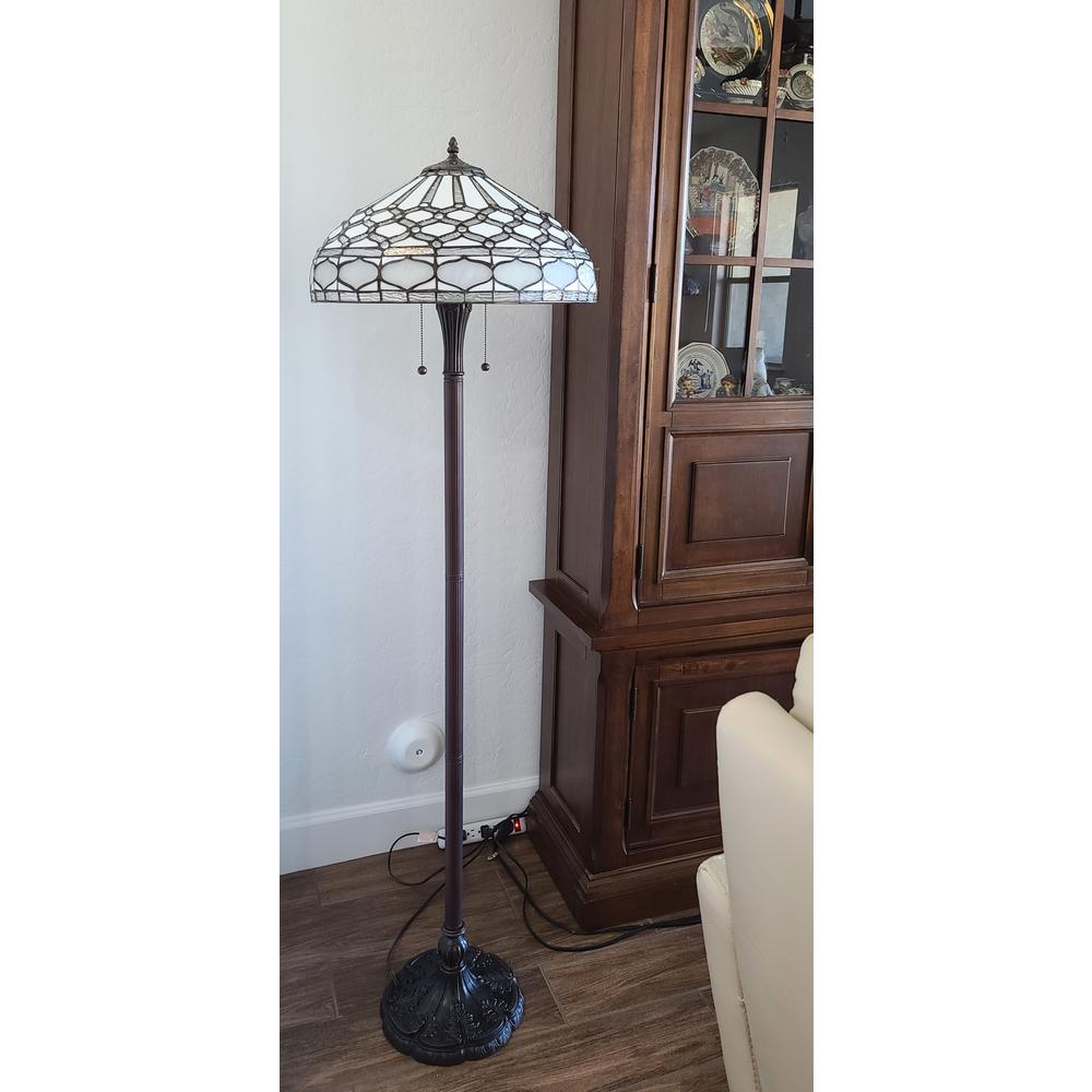 62" Brown Two Light Traditional Shaped Floor Lamp. Picture 8