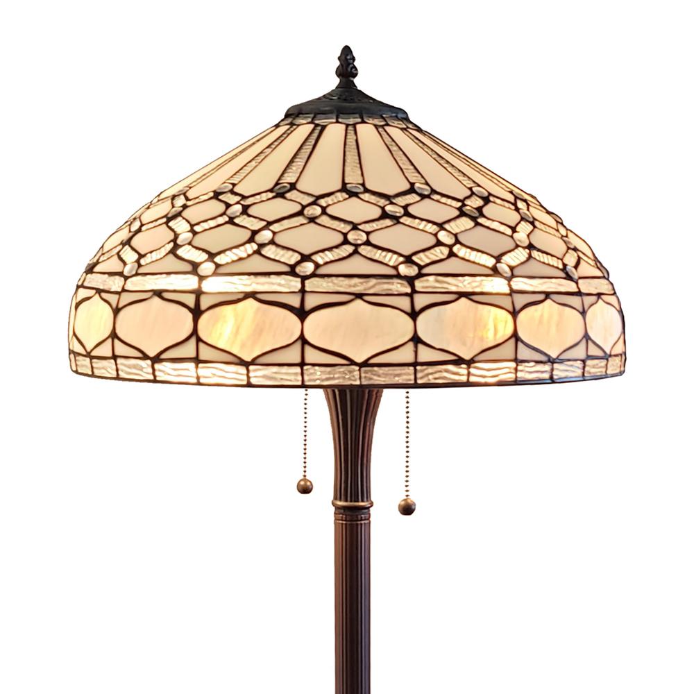 62" Brown Two Light Traditional Shaped Floor Lamp. Picture 4