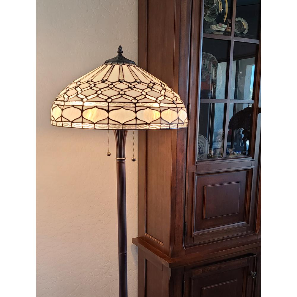 62" Brown Two Light Traditional Shaped Floor Lamp. Picture 7