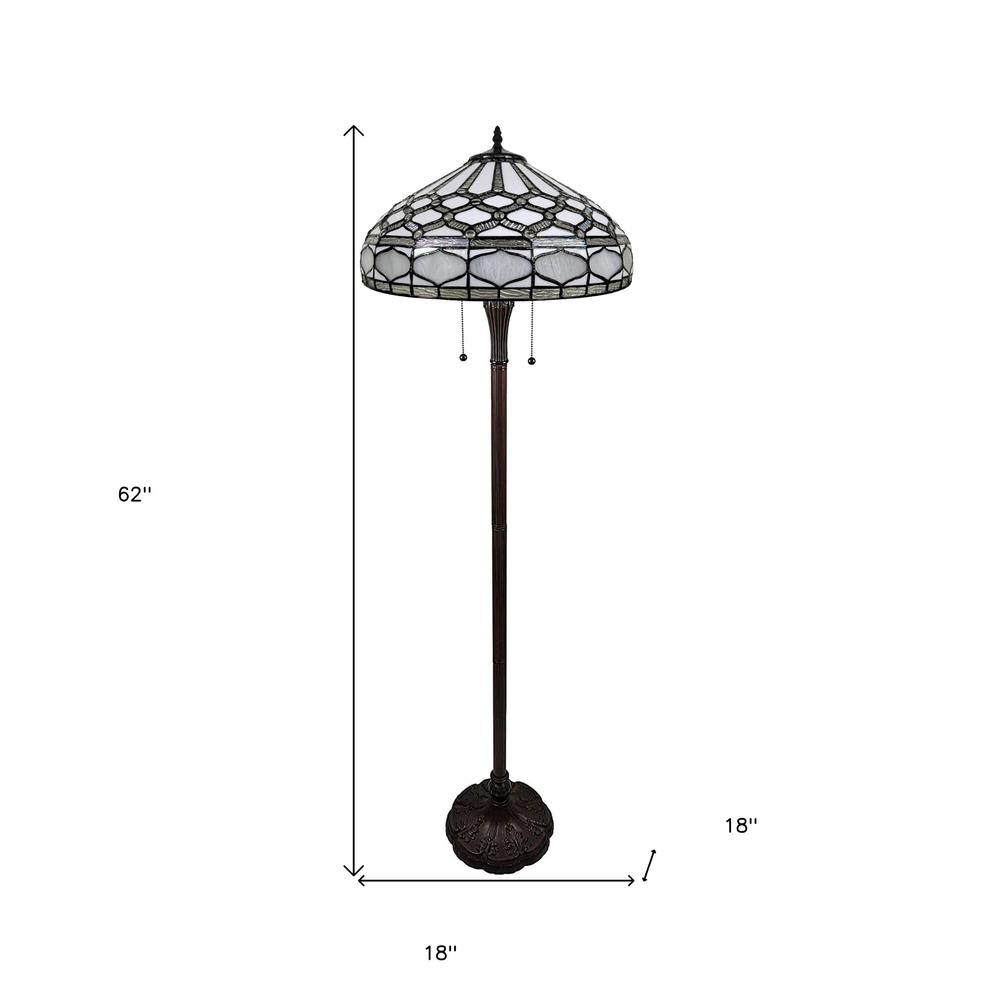 62" Brown Two Light Traditional Shaped Floor Lamp. Picture 9