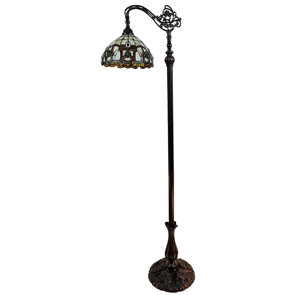 72" Brown Traditional Shaped Floor Lamp With Brown Stained Glass Bowl Shade. Picture 2